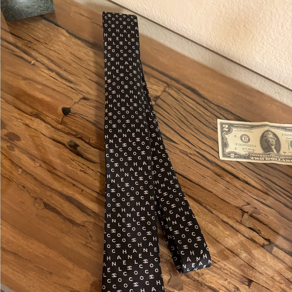 Chanel Black Logo Tie
